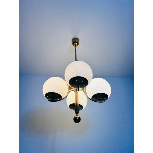 Mid-Century Modern Brass 4-Arm Space Age Chandelier from Kaiser Idell / Kaiser Leuchten, 1960s For Sale - Image 10 of 11