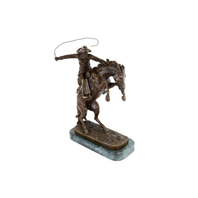 After Frederic Remington, Cowboy on a Rearing Horse, 20th Century, Bronze For Sale - Image 4 of 10