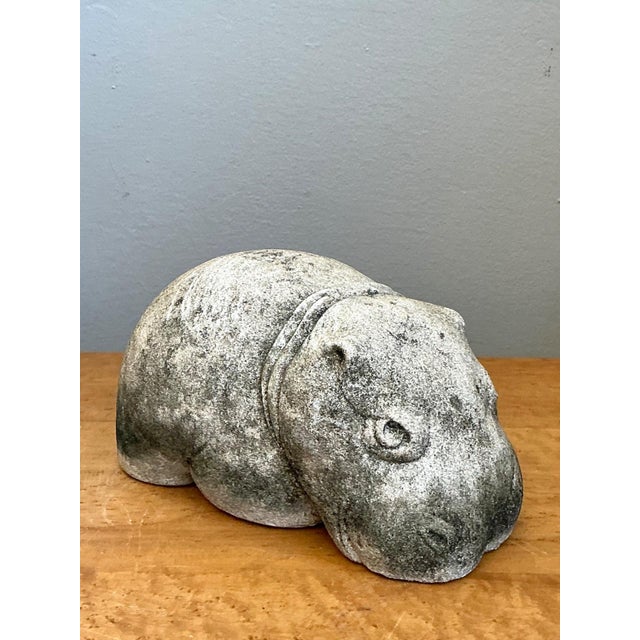 Vintage Cast Cement Hippo For Sale - Image 11 of 16