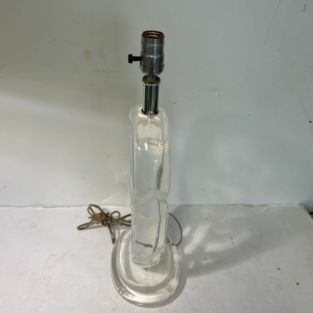 Beautiful heavy lucite lamp by Van Teal. Signed. Perfect for any upscale modern interior that has a 70s or 80s vibe.