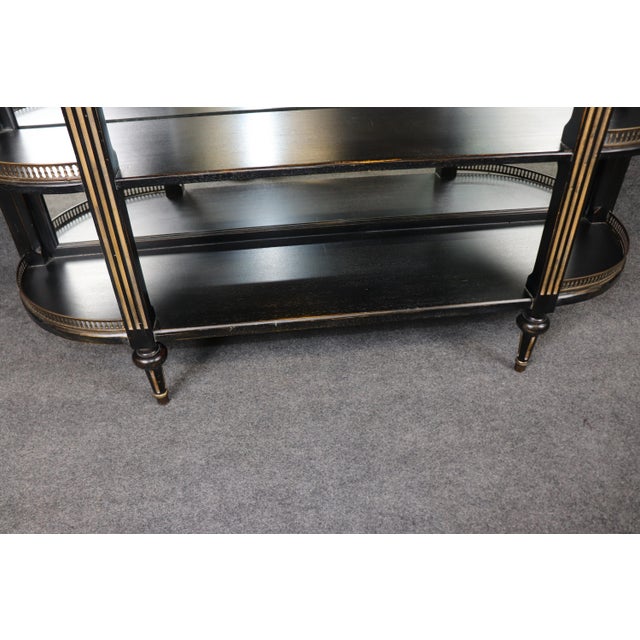 Black French Louis XVI Style Ebonized Demilune Marble Top Sideboard For Sale - Image 8 of 14