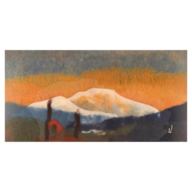 Swedish Wool on Board Modernist Mountain Landscape by Lisa Johansson For Sale