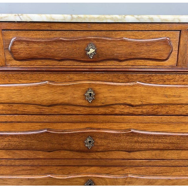 Brown Antique French Mahogany Chest of Drawers with Marble Top For Sale - Image 8 of 18