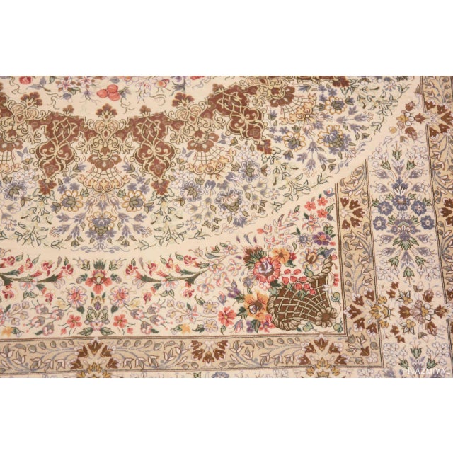 Persian Nazmiyal Collection Floral Vintage Persian Silk Qum Rug For Sale - Image 3 of 7
