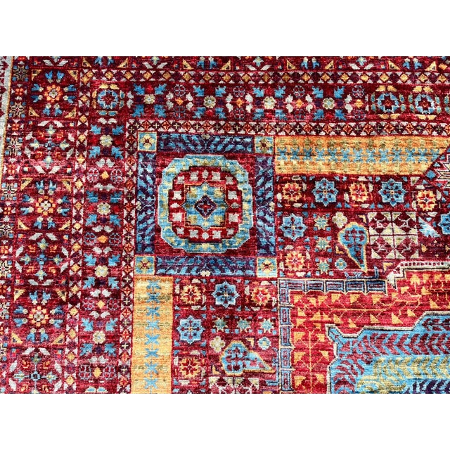 8' X 11'4" Red Mamluk Geometric Wool Rug For Sale - Image 10 of 15