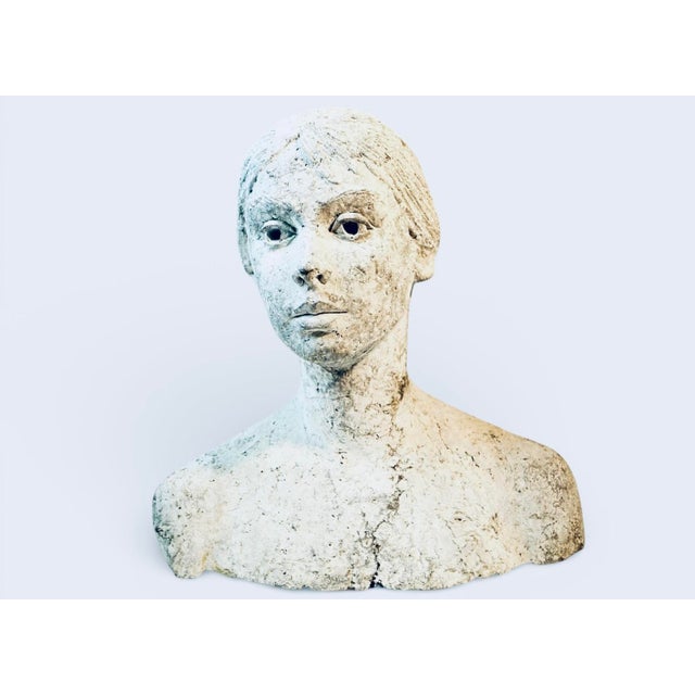 French Antique French Zinc Bust Sculpture, Continental Cast Metal Figure, Unsigned, Circa Early 20th Century, 24" X 24" For Sale - Image 3 of 9