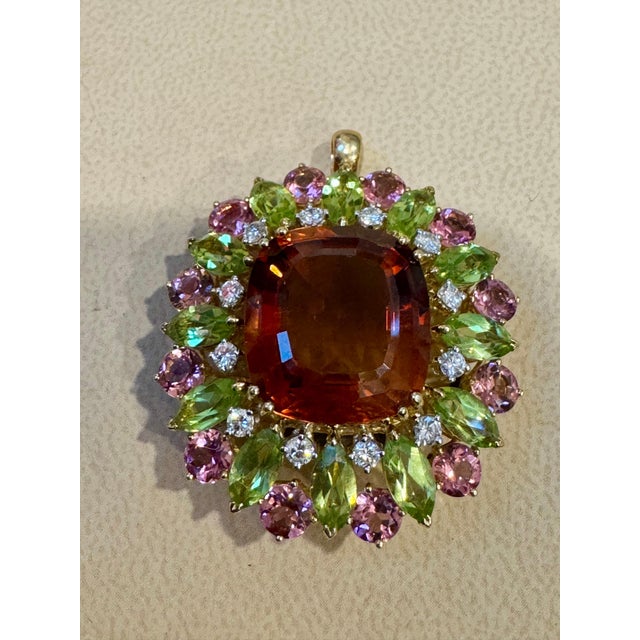 Brown Estate Buccellati GIA Certified Orange Citrine, Diamond Pin/Pendant 18KG 21.8gm For Sale - Image 8 of 18