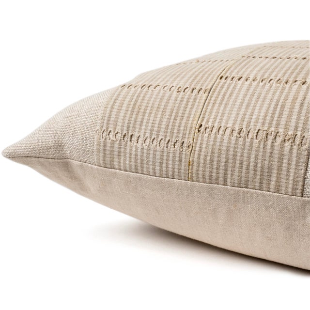 Linen Wren Handcrafted Natural Linen Pillow With Vintage Textile Panel For Sale - Image 8 of 10