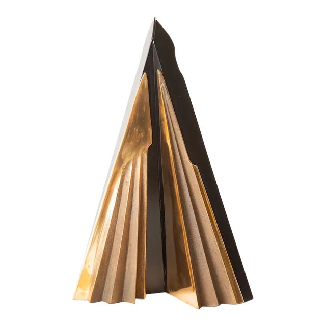 Mid Century Modern Italian Bronze and Black Stained Wood Sculpture, 1950's For Sale