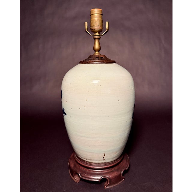 19th Century Chinese Celadon, Blue and White Porcelain Lamp For Sale - Image 4 of 8