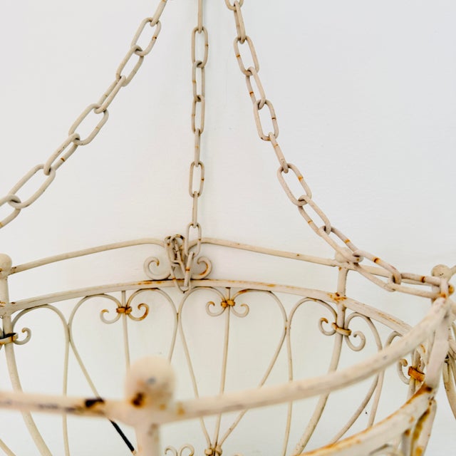 Vintage French Country Wrought Iron Hanging Planter Baskets, a Pair of Two For Sale - Image 12 of 12