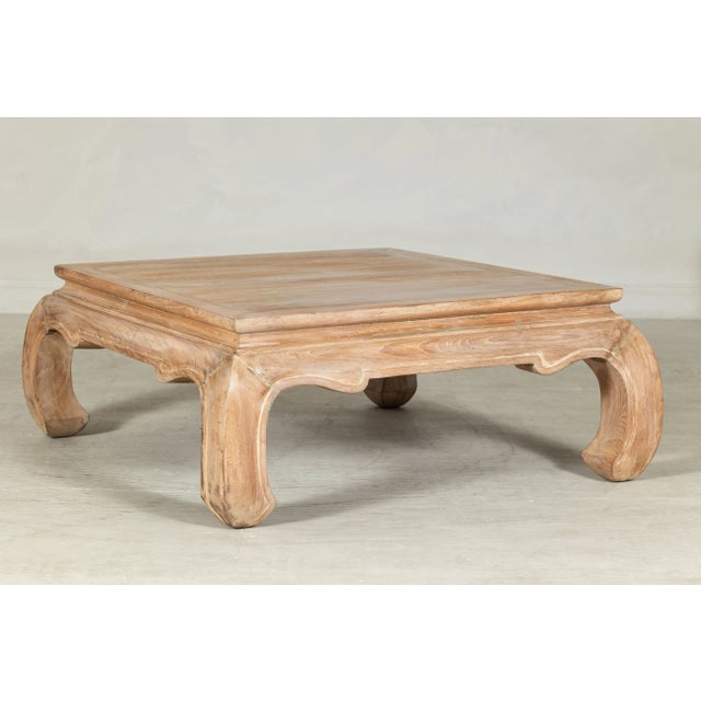 Vintage Square Coffee Table with Chow Legs in Light Wood For Sale - Image 10 of 12