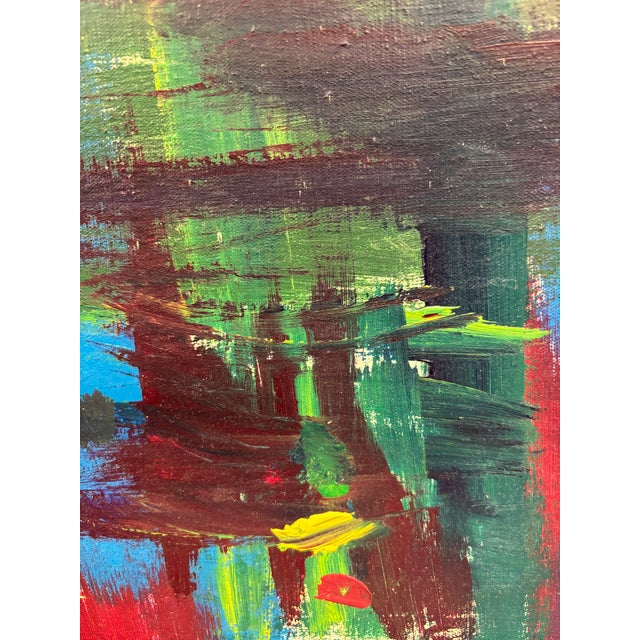 1960s Vintage Mid Century Abstract Oil Painting For Sale - Image 5 of 7