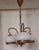 Vintage Three-Light Ceiling Lamp with Brass Frame and White Glass Shades, 1980s, in Good conditions. Designed 1980 to 1989...