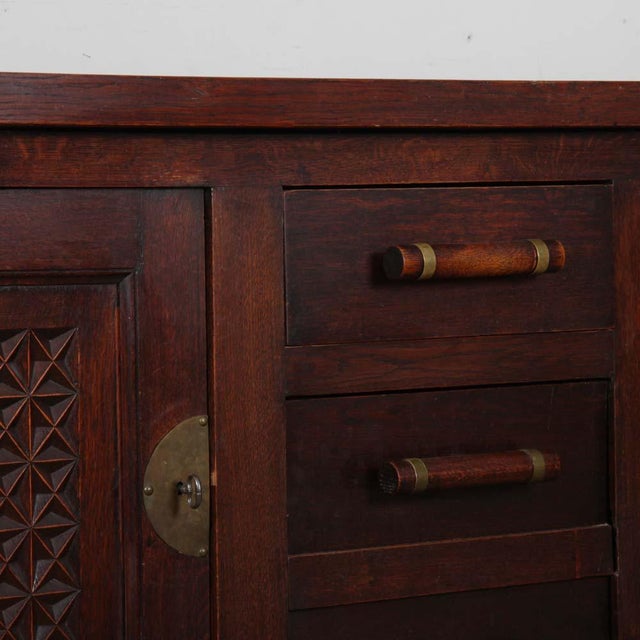 Breton Oak and Brass Sideboard, 1940s, in Good conditions. Designed 1920 to 1949