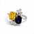Vintage 18k Gold Toi Et Moi Ring — Two Unheated Basaltic Sapphires & Trapeze-Cut, Size 6.5 For Sale - Image 4 of 8