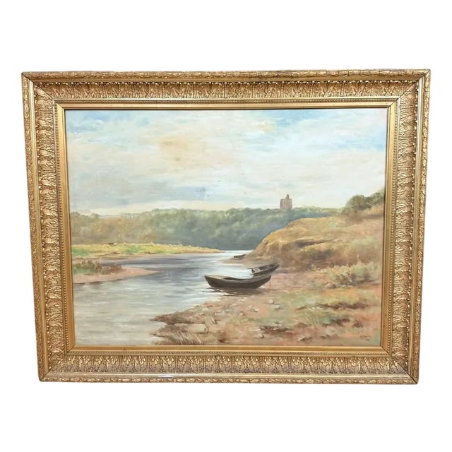 A.Monier, Lake Landscape, 1906, Oil on Canvas, Framed For Sale