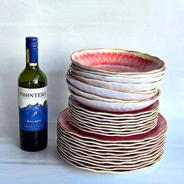 Coastal Vintage Sea Splash Melamine Plates and Bowls, 27 Pieces For Sale - Image 3 of 10