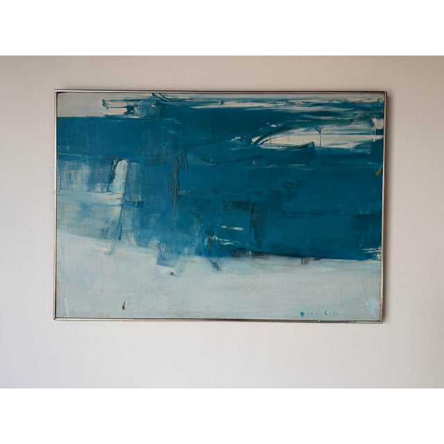 1960s Mid-Century Modern Expressionist Abstract Acrylic on Canvas Painting, Framed For Sale - Image 4 of 16