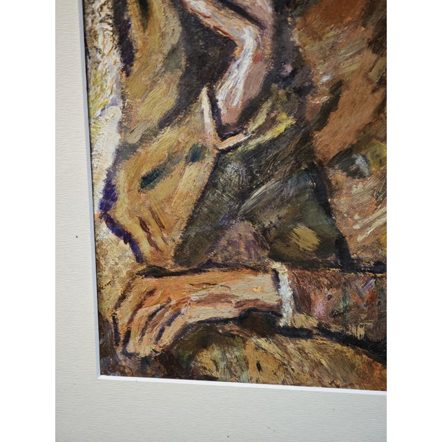 Emilio Notte, Expressionist Figure, Oil Painting on Cardboard, 1960s, Framed For Sale - Image 12 of 13