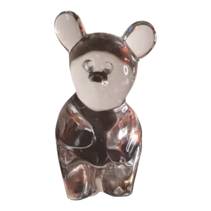 Signed Daum Solid Clear Crystal France Bear Figurine