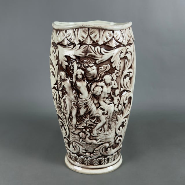 Large Capodimonte Ceramic Vase with High Relief and Classical Figures, 1960s For Sale - Image 3 of 11