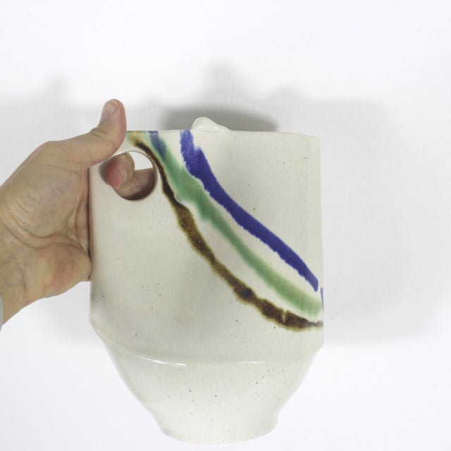 White Vintage Studio Pottery Pitcher Jug Vase For Sale - Image 8 of 8