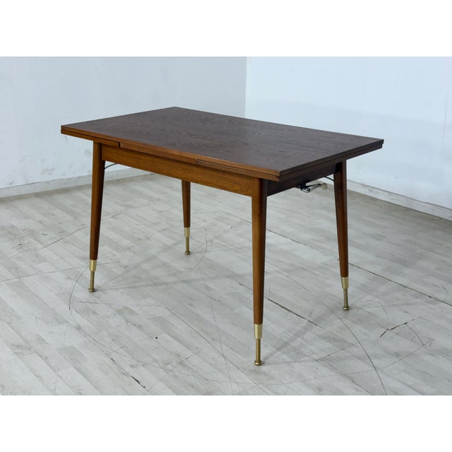 Mid-Century Extendable Wooden Kitchen Table For Sale - Image 5 of 9