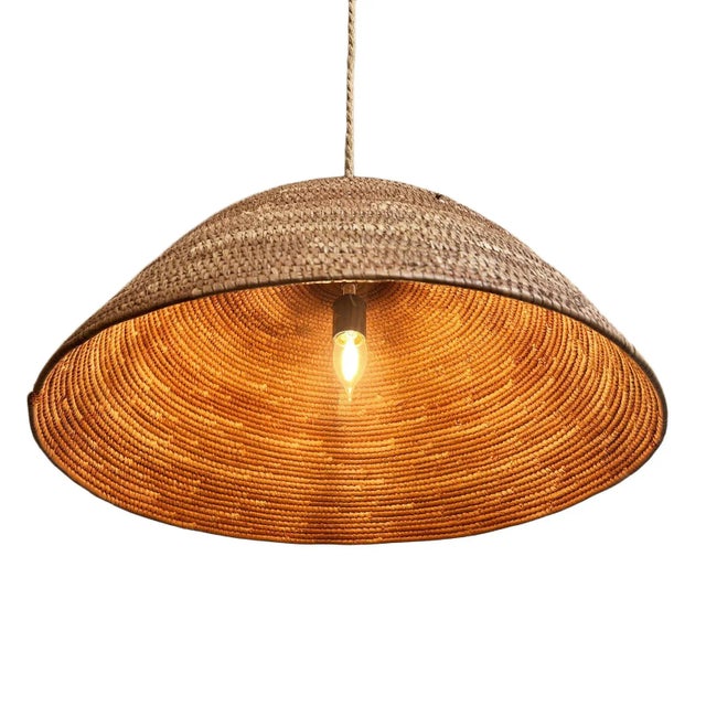 Vintage Dogon Dome Basket Pendant Light For Sale - Image 4 of 7