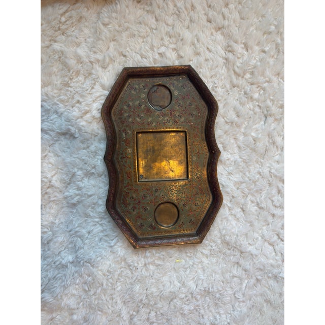 Victorian Anglo-Indian Hand-Chased Brass Tray, Kashmiri Floral c.1900 For Sale - Image 9 of 12