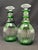 Victorian Late 19th Century Emerald Green Cut to Clear Crystal Decanters, Pair For Sale - Image 3 of 7