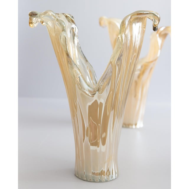Mid 20th Century Large Mid-Century Italian Murano Art Glass Vases - A Pair For Sale - Image 5 of 9