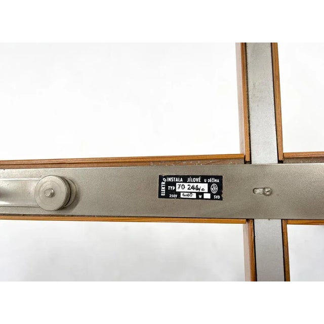 Wood, Chrome & Glass Chandelier attributed to Elektroinstala Decin, 1970s For Sale - Image 10 of 11