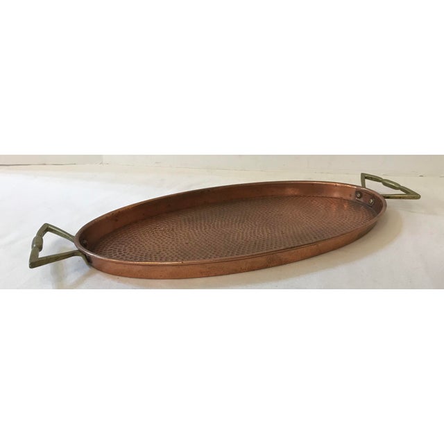 Vintage Hammered Copper Tray With Brass Handles Chairish
