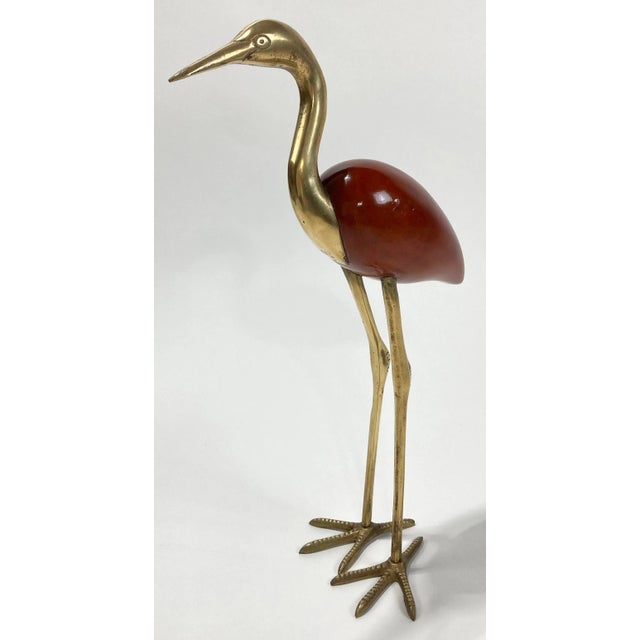 Vintage Rosewood and Brass Cranes, Pair For Sale - Image 9 of 10