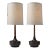 Mid-Century Table Lamp Ceramic & Walnut—Brooke P-Town—Pair For Sale