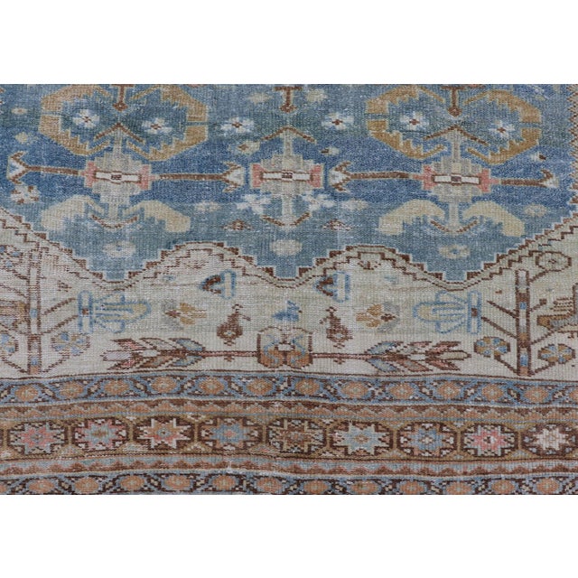 Light Blue and L. Green Persian Gallery Malayer Rug With Geometric Design 5'1 X 11'6 For Sale - Image 12 of 16