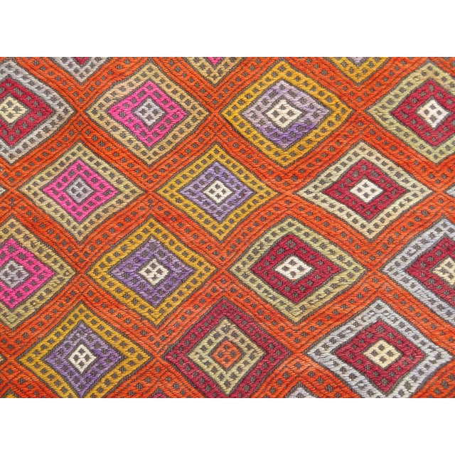 Persimmon Mid 20th Century Mid 20th Century Persimmon Color Turkish Handmade Kilim Boho Area Rug For Sale - Image 8 of 11