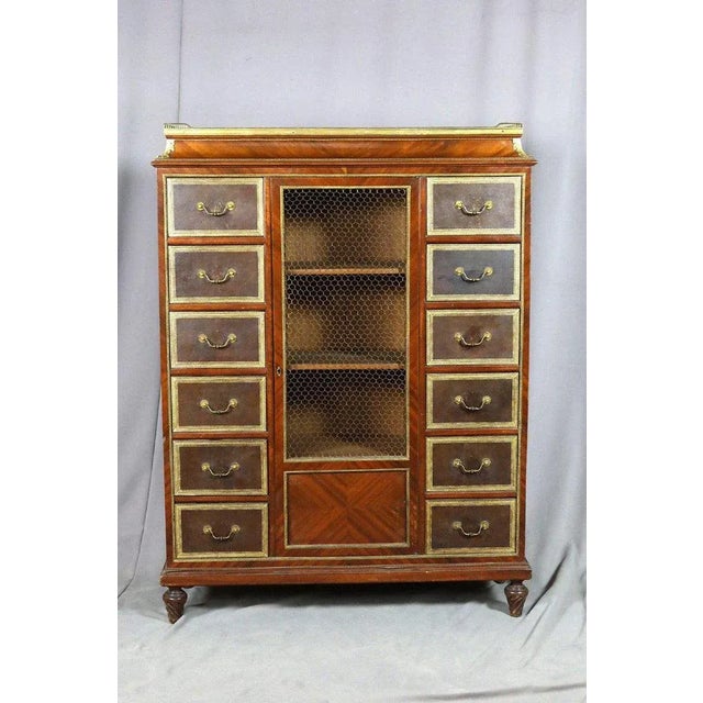 Wood Louis XVI Style Cartonnier in Rosewood Topped & Brass Gallery For Sale - Image 7 of 8