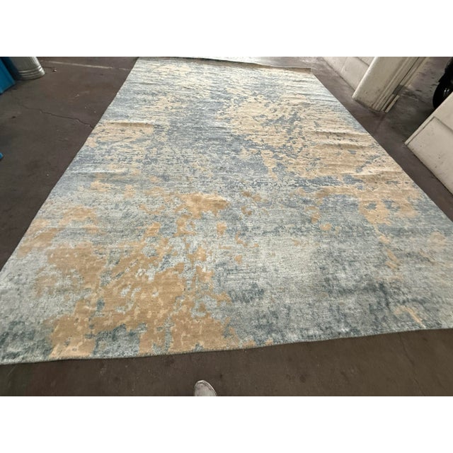 Contemporary 11ft5 in × 15ft9in Custom Bamboo Silk + Wool Area Rug For Sale - Image 3 of 12