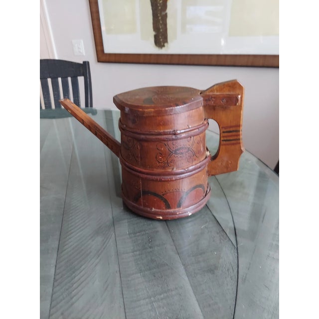 1860s Hand Painted Danish Wooden Jug For Sale - Image 4 of 11