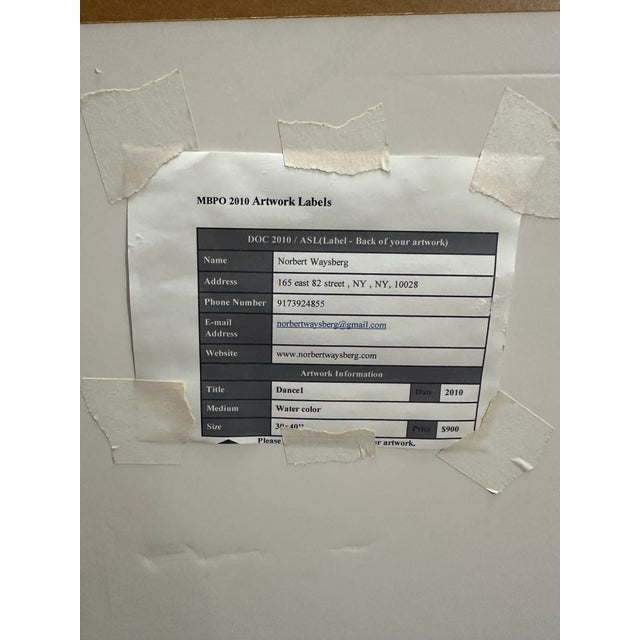 Painting “Dance1” Watercolor by Norbert Waysberg For Sale - Image 4 of 5