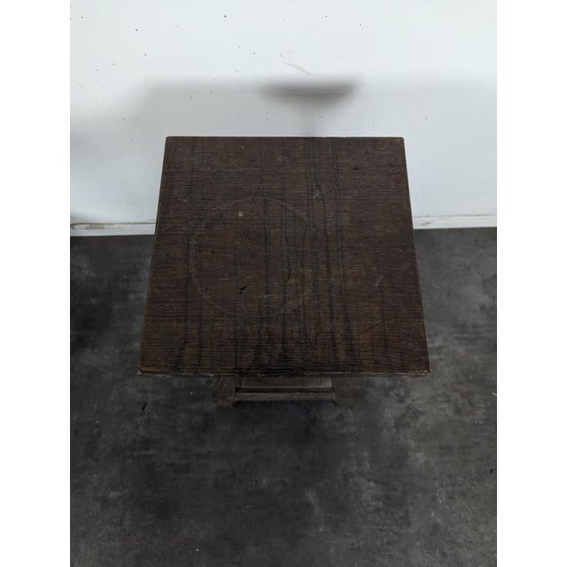 Modern Pyramidal Oak Chest-Shaped Side Table, 1940s For Sale - Image 3 of 5