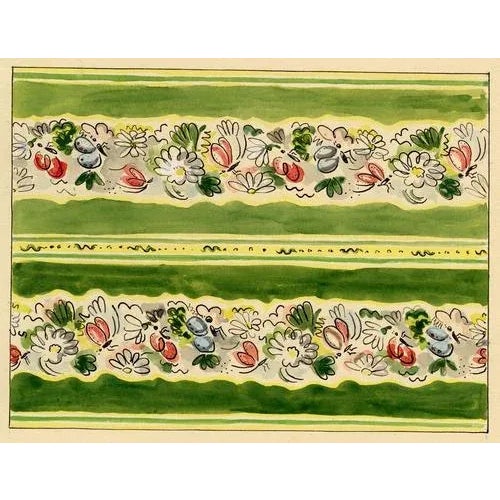 Jean Mary Ogilvie, Vintage Ditsy Flower & Insect Stripe Design, 1930s, Gouache For Sale - Image 4 of 4