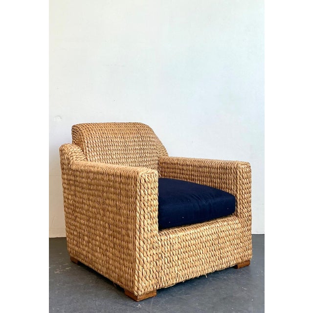 Vintage Ralph Lauren Woven Rattan Armchair For Sale - Image 9 of 15