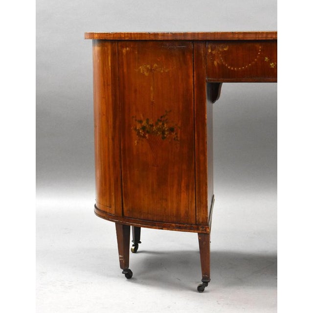 Edwardian Satinwood Kidney Shaped Writing Desk, 1900 For Sale - Image 10 of 12