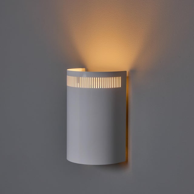 1960s Model #5390 White Perforated Metal Wall Lights for Orno Finland For Sale - Image 18 of 18