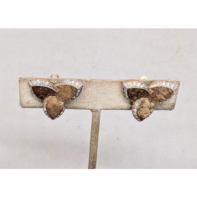 Vintage 1980s Signed Panetta Goldtone & Clear Rhinestone Clip Earrings-2 Pieces For Sale In Philadelphia - Image 6 of 11