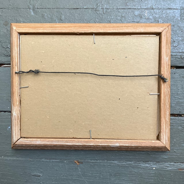Original 6 x 8 sanguine drawing on paper unsigned study Overall size with vintage oak frame is approximately 8 x 10