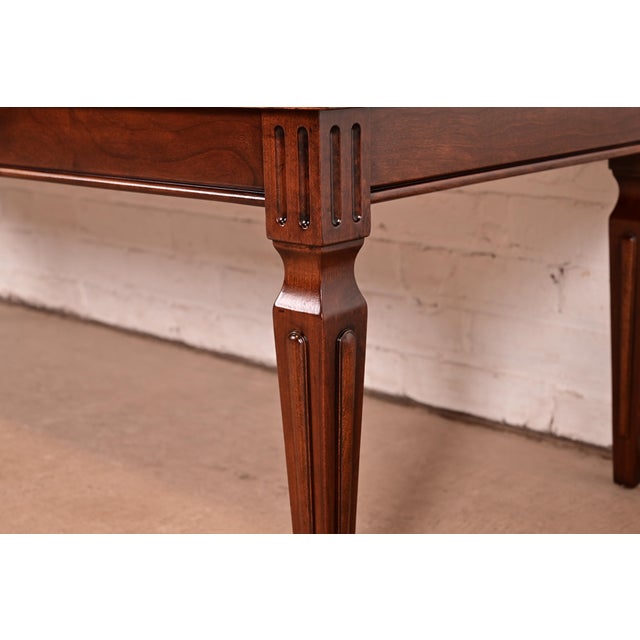 Baker Furniture French Regency Louis XVI Carved Walnut Coffee Table or Cocktail Table, Newly Refinished For Sale - Image 11 of 15
